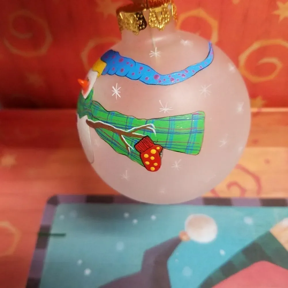 Set of 3  Hand painted 3D snowman ornaments. Aprox 8